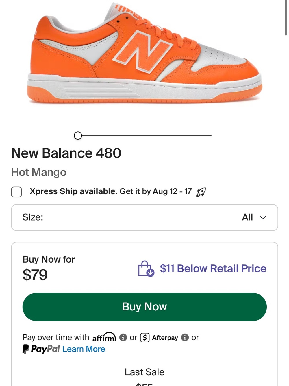 New Balance 480 Sneakers in Orange and White